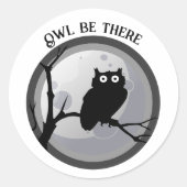 Uil be Er zwart en wit uil sticker (Voorkant)