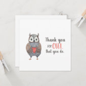 Uil Bedankt Leraar Kaart (Voorkant / Achterkant in situ)