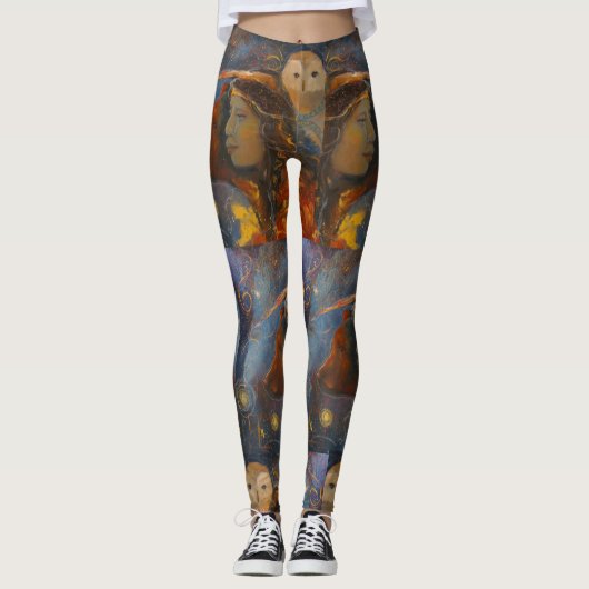 Uil Beer Wijsheid Sterkte Spirit Maureen Girard Leggings (Voorkant)
