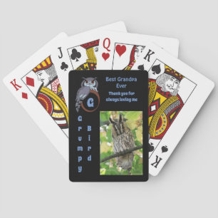 Uil beste opa ooit Cartoon foto naam Pokerkaarten
