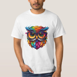 Uil Bibliothecaris: Graffiti Kleurrijke T-shirt Ar