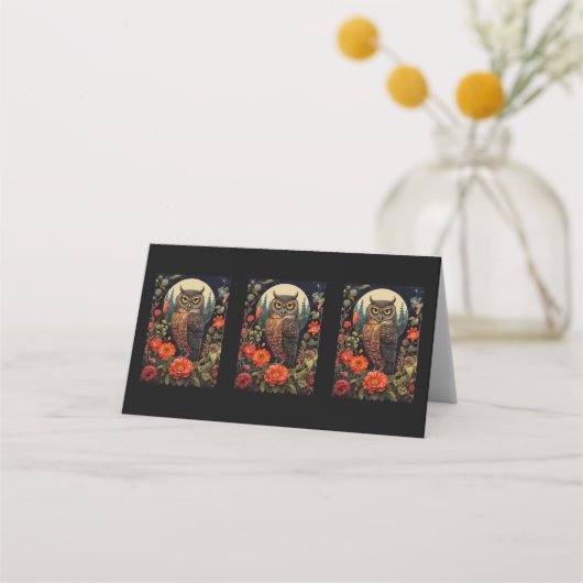 Uil bij nacht met volle maan plaatskaartje (Voorkant)