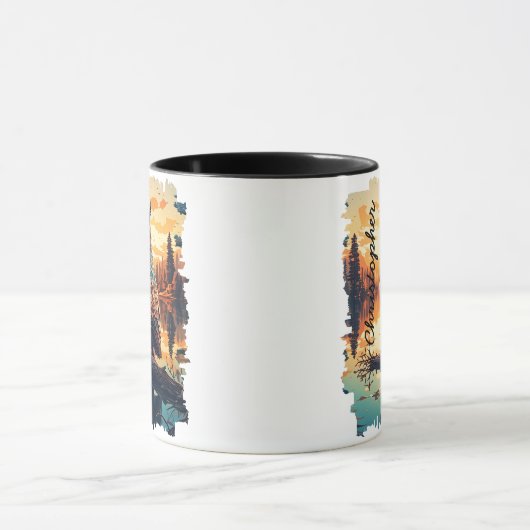 Uil bij Sunset Forest Reflectie Mok (Midden)