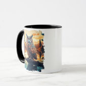 Uil bij Sunset Forest Reflectie Mok (Voorkant links)