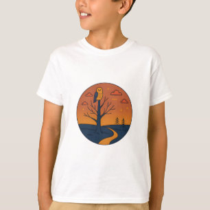 Uil bij zonsondergang - Minimalistische nachtelijk T-shirt