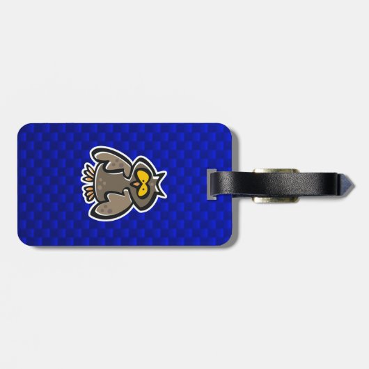 Uil; Blauw Bagagelabel (Achterkant horizontaal)