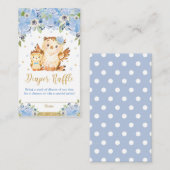 Uil Blauw Bloemen Baby shower Luier Raffle Informatiekaartje (Voorkant / Achterkant)