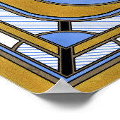 Uil - Blauw en Goud Art Deco Abstract Poster (Hoek)