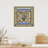 Uil - Blauw en Goud Art Deco Abstract Poster (Keuken)