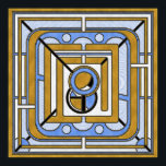 Uil - Blauw en Goud Art Deco Abstract Poster<br><div class="desc">Een abstracte,  geometrische portret van een uil,  rijk aan Art Deco stijl met een harmonieus blauw en gouden kleurenschema.</div>