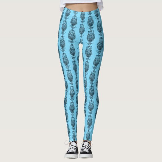 Uil (blauw) - Leggings (Voorkant)
