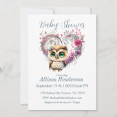 Uil Bloemen Krans Baby shower Uitnodiging (Voorkant)