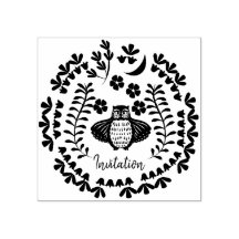Uil Bloemen Rubber Stamp