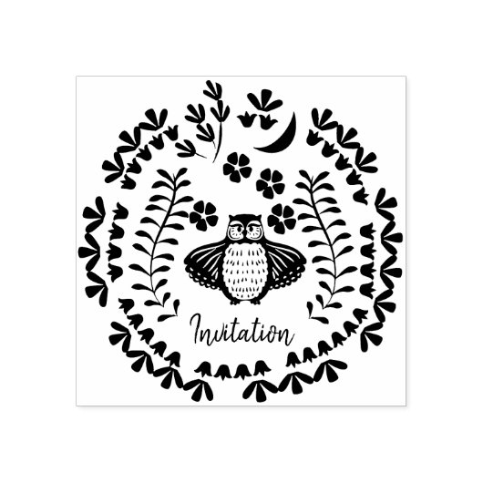 Uil Bloemen Rubber Stamp Rubberstempel (Afrduk)