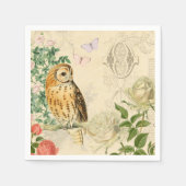  uil bloemenpapier servetten w / mooi roos (Voorkant)