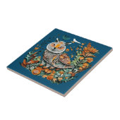 uil bloemenuniek design tegeltje (Zijkant)