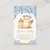 Uil Blue Floral Baby shower Breng een boek Informatiekaartje (Voorkant)