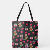 Uil, boeken, Red Apple Teacher Grote Canvas tas (Voorkant)