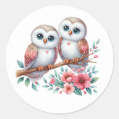Uil Boho Landelijk Bos Bruiloft Ronde Sticker (Voorkant)