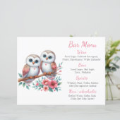 Uil Boho Landelijk Bos Bruiloftsbar Menu (Staand voorkant)