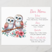 Uil Boho Landelijk Bos Bruiloftsbar Menu (Voorkant)