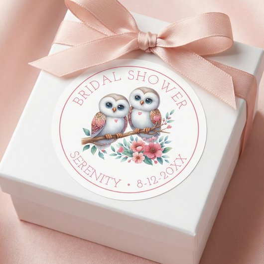 Uil Boho Landelijk Houten Bruiloftsfeest Ronde Sticker