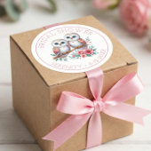 Uil Boho Landelijk Houten Bruiloftsfeest Ronde Sticker