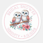 Uil Boho Landelijk Houten Bruiloftsfeest Ronde Sticker (Voorkant)