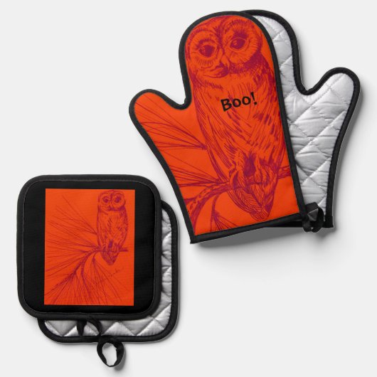 Uil Boo Trivet Ovenwant & Pannenlap Set (Voorkant / Achterkant)