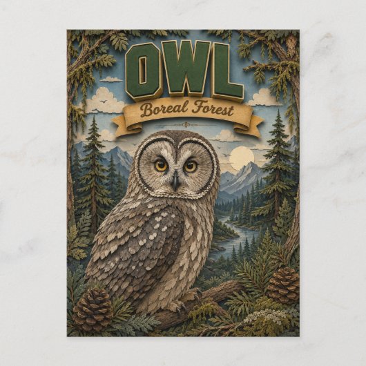 Uil Boreaal bos POPCUT Briefkaart (Voorkant)