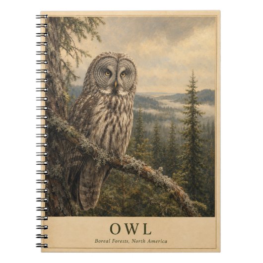 Uil Boreaal bos VINTAGE Notitieboek (Voorkant)
