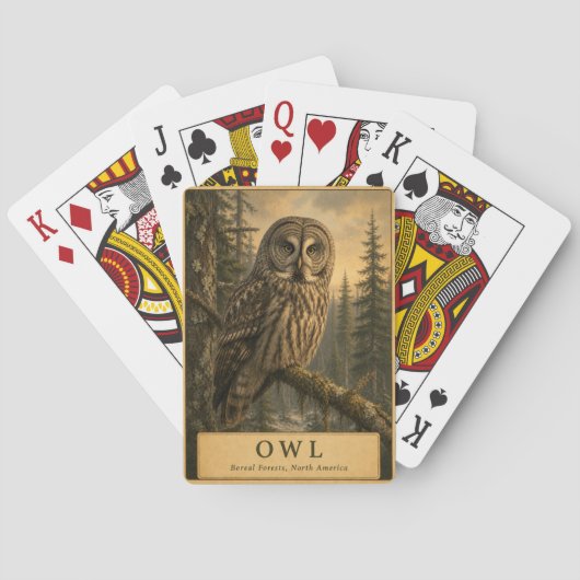 Uil Boreaal bos VINTAGE Pokerkaarten (Achterkant)