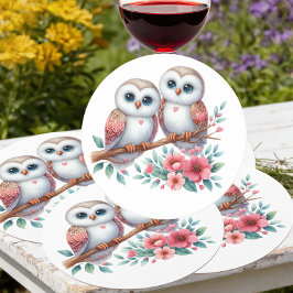 Uil Bos Boho Landelijk Landelijk Huwelijk Ronde Kartonnen Onderzetter