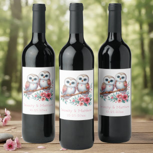 Uil Bos Boho Landelijk Landelijke Huwelijk Wijn Etiket