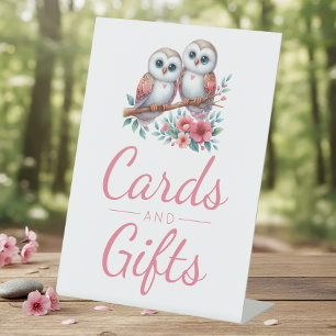 Uil Bos Boho Landelijke Kaarten Cadeau Bruiloft Reclamebord Met Voetstuk