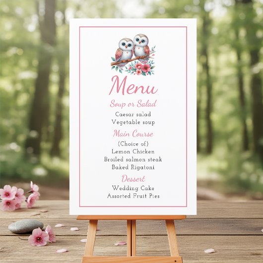 Uil Bosland Boho Landelijk Trouwmenu