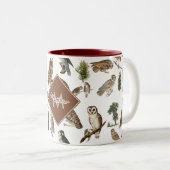  Uil Bospatroon Monogram Tweekleurige Koffiemok (Voorkant rechts)