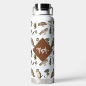 Uil Bospatroon Monogram Waterfles (Achterkant)