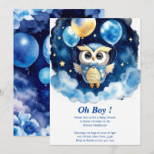 Uil Boy Baby shower Uitnodiging (Voorkant / Achterkant)