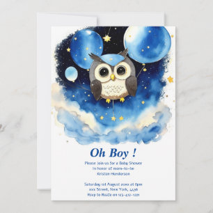 Uil Boy Baby shower Uitnodiging
