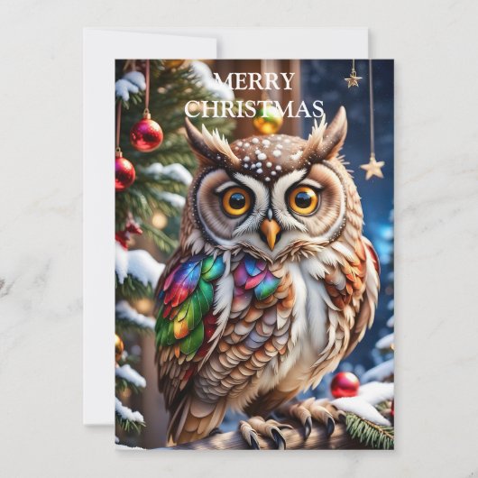 Uil brengt warmte en vreugde feestdagenkaart (Voorkant)