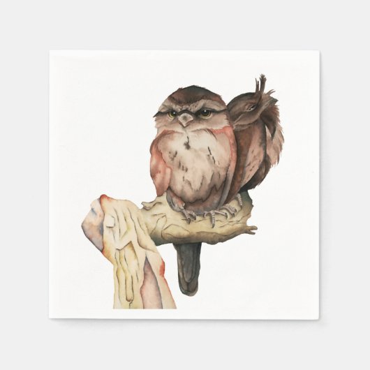 Uil Broers en Zussen Waterverf Portret Servetten (Voorkant)