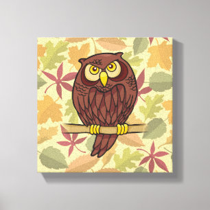 Uil Cartoon Canvas Afdruk