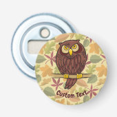 Uil Cartoon Flesopener Button Flesopener (Voorkant)