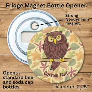 Uil Cartoon Flesopener Button Flesopener