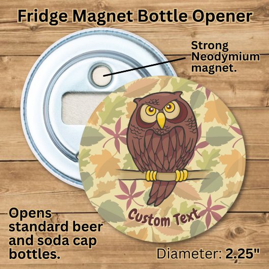 Uil Cartoon Flesopener Button Flesopener