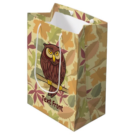 Uil Cartoon Medium Gift Bag Cadeauzakje (Voorkant Gekanteld)