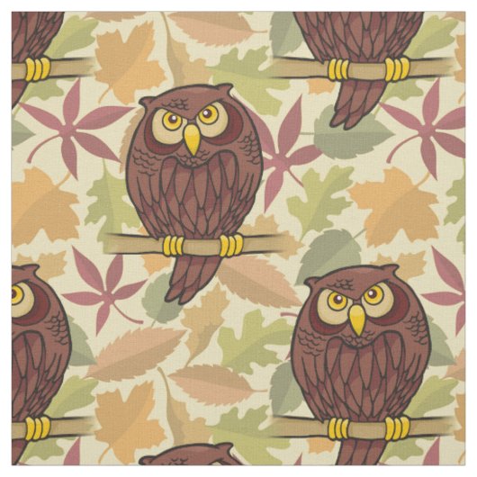 Uil Cartoon Pattern Stof (Swatch)