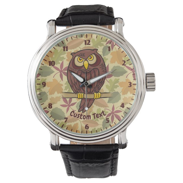 Uil Cartoon polshorloge Horloge (Voorkant)