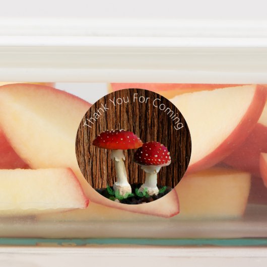 Uil, champignons, rood blad en varens labels (Aangebracht)